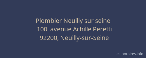 Plombier Neuilly sur seine