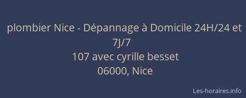 plombier Nice - Dépannage à Domicile 24H/24 et 7J/7