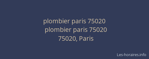 plombier paris 75020
