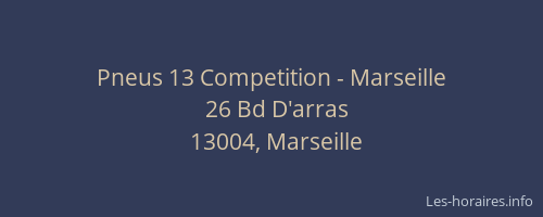 Pneus 13 Competition - Marseille
