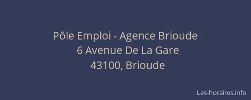 P&ocirc;le Emploi - Agence Brioude
