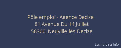 P&ocirc;le emploi - Agence Decize
