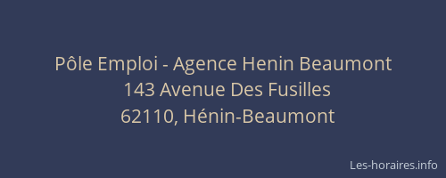 P&ocirc;le Emploi - Agence Henin Beaumont