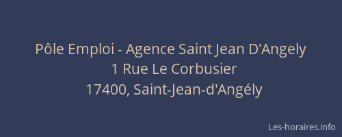 P&ocirc;le Emploi - Agence Saint Jean D'Angely