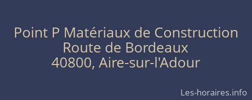Point P Matériaux de Construction