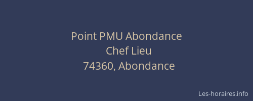 Point PMU Abondance