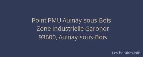 Point PMU Aulnay-sous-Bois