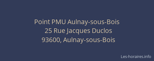 Point PMU Aulnay-sous-Bois