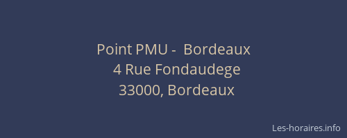 Point PMU -  Bordeaux
