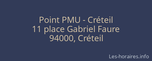 Point PMU - Créteil
