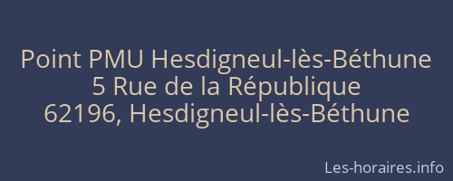 Point PMU Hesdigneul-lès-Béthune