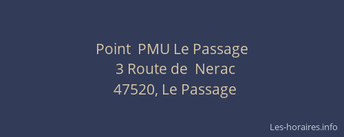 Point  PMU Le Passage