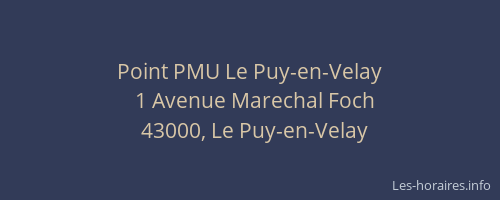 Point PMU Le Puy-en-Velay