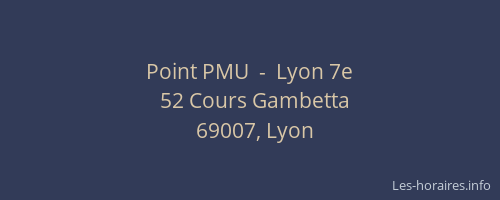 Point PMU  -  Lyon 7e