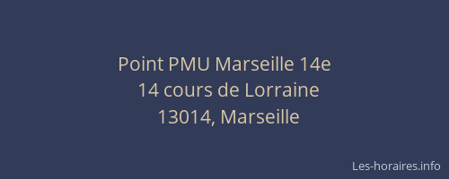 Point PMU Marseille 14e