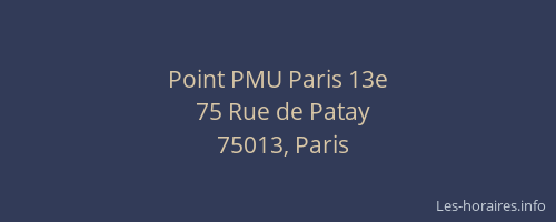 Point PMU Paris 13e