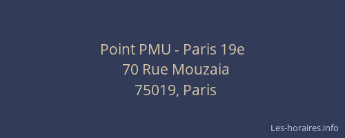 Point PMU - Paris 19e