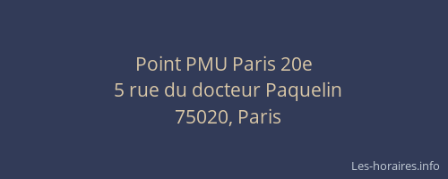 Point PMU Paris 20e