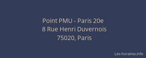 Point PMU - Paris 20e