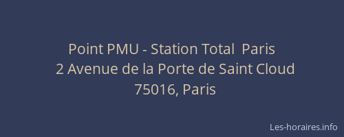 Point PMU - Station Total  Paris