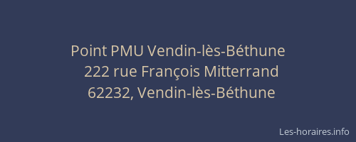 Point PMU Vendin-lès-Béthune