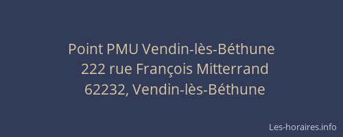 Point PMU Vendin-l&egrave;s-B&eacute;thune
