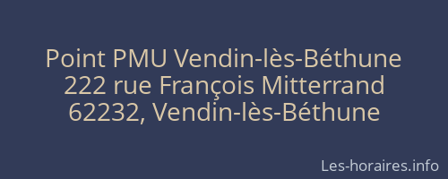 Point PMU Vendin-lès-Béthune