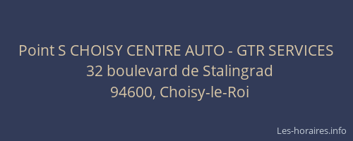 Point S CHOISY CENTRE AUTO - GTR SERVICES