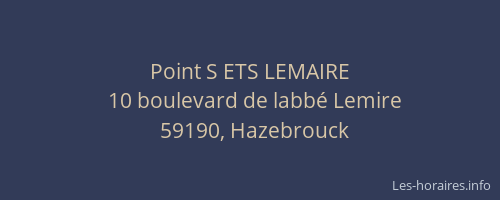Point S ETS LEMAIRE