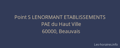Point S LENORMANT ETABLISSEMENTS