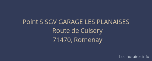Point S SGV GARAGE LES PLANAISES