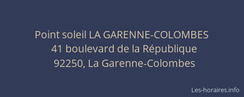 Point soleil LA GARENNE-COLOMBES