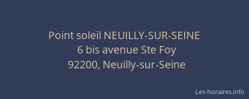 Point soleil NEUILLY-SUR-SEINE