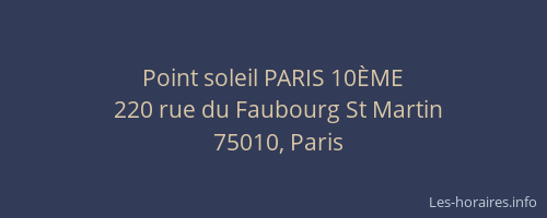 Point soleil PARIS 10ÈME