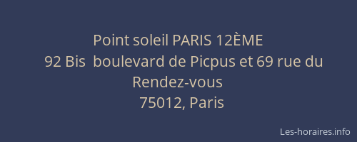 Point soleil PARIS 12ÈME