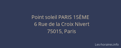Point soleil PARIS 15ÈME