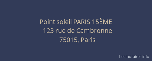 Point soleil PARIS 15ÈME