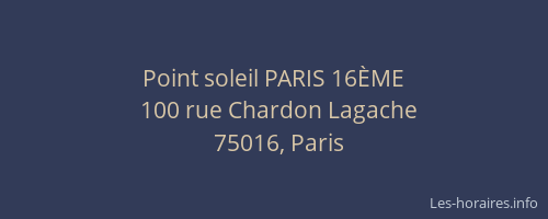 Point soleil PARIS 16ÈME