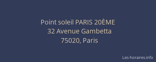 Point soleil PARIS 20ÈME