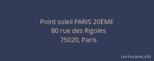 Point soleil PARIS 20ÈME