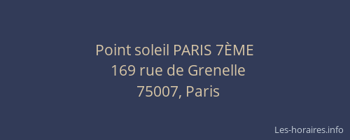 Point soleil PARIS 7ÈME