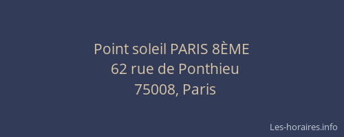 Point soleil PARIS 8ÈME