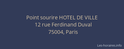 Point sourire HOTEL DE VILLE