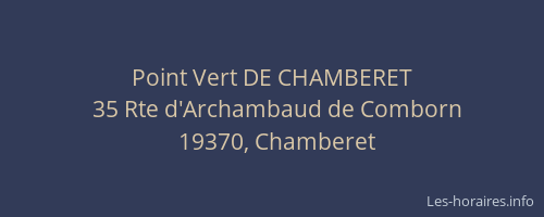 Point Vert DE CHAMBERET