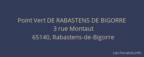 Point Vert DE RABASTENS DE BIGORRE