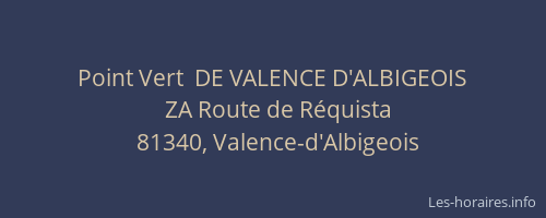 Point Vert  DE VALENCE D'ALBIGEOIS