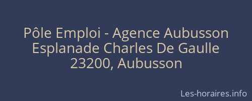 Pôle Emploi - Agence Aubusson