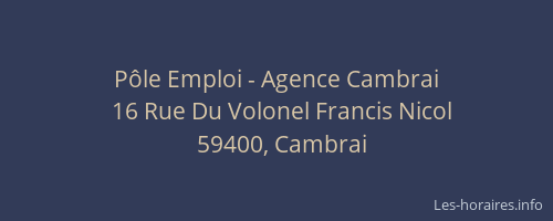 Pôle Emploi - Agence Cambrai
