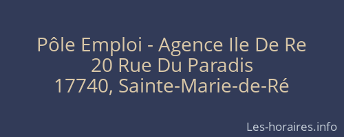 Pôle Emploi - Agence Ile De Re