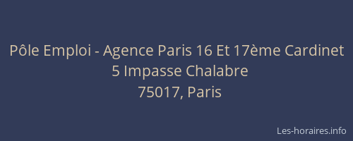 Pôle Emploi - Agence Paris 16 Et 17ème Cardinet